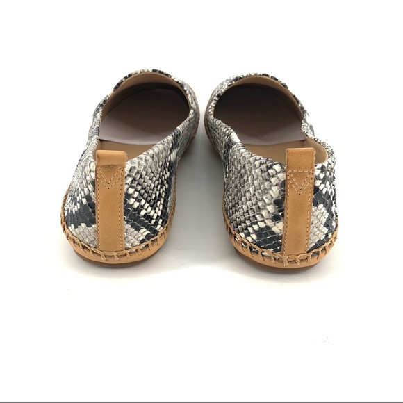 Veronica Beard Grey White Jaide Snake-Print Moccasin Loafers